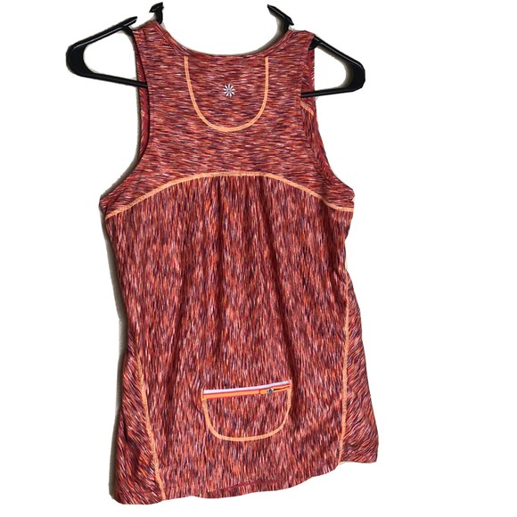 Athleta Tops - Athleta Cycling Tank Top Womens S Orange Space Dye Rear Pocket Reflective Trim
